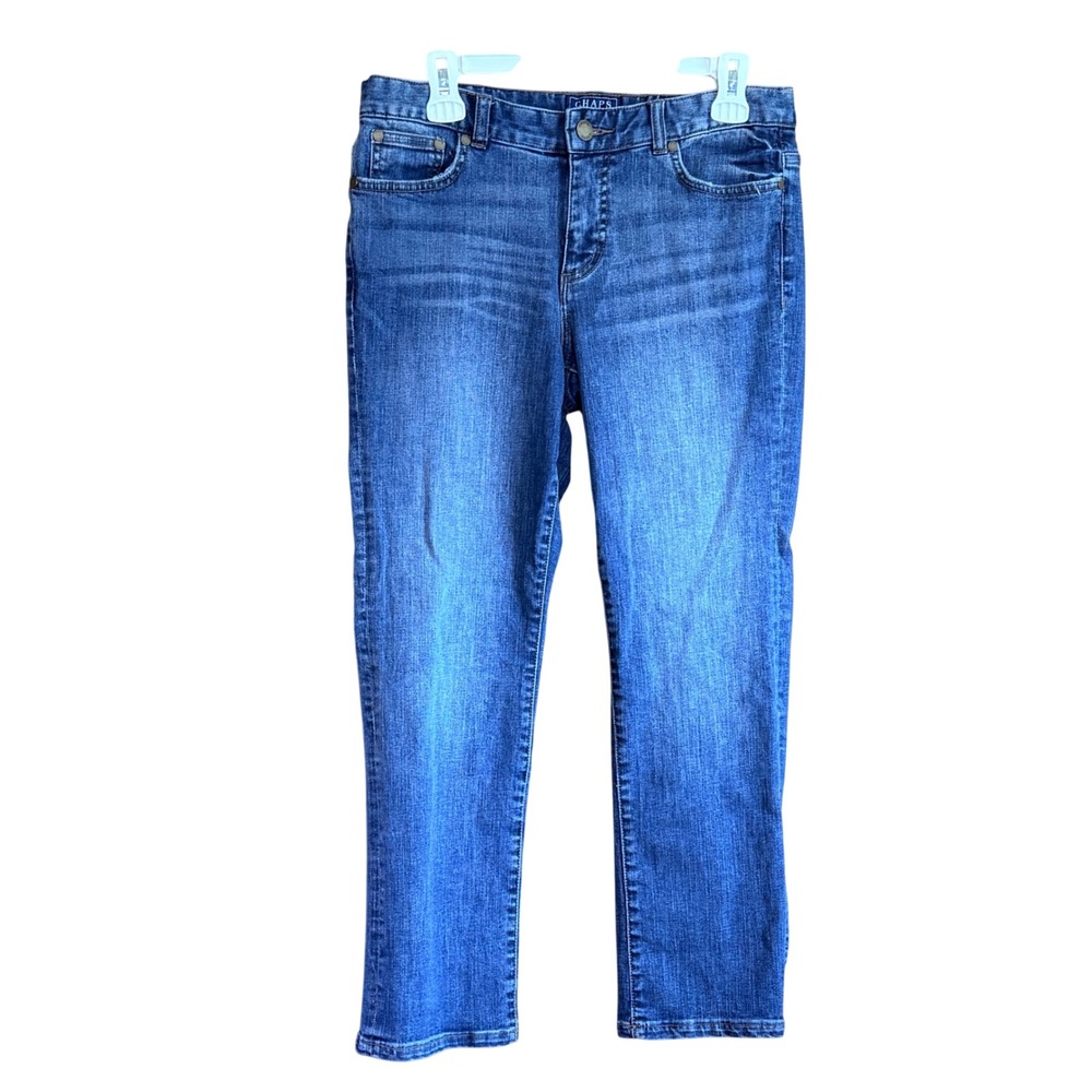 Chaps Denim Petite Medium Wash Straight‎ Leg Stretch Blue Jeans Size 8P